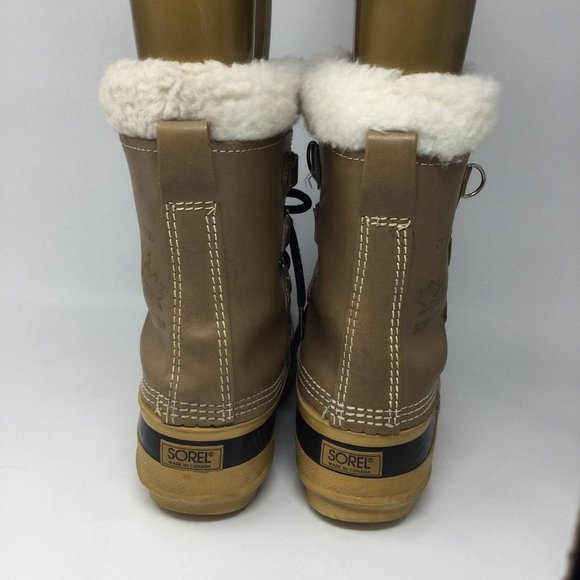Sorel Mantou Furry Lined Lace Up Waterproof Duck Boots US7 Tan & Black 40 9 - Picture 5 of 12